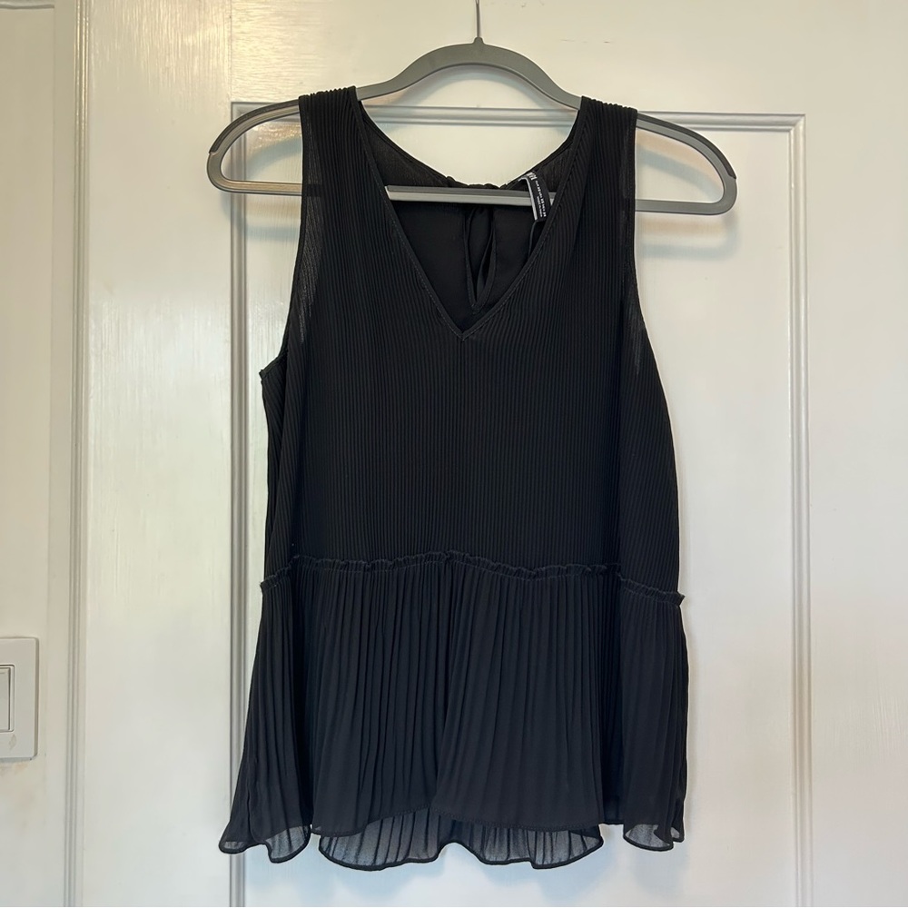 Zara pleated ruffle top with tie back